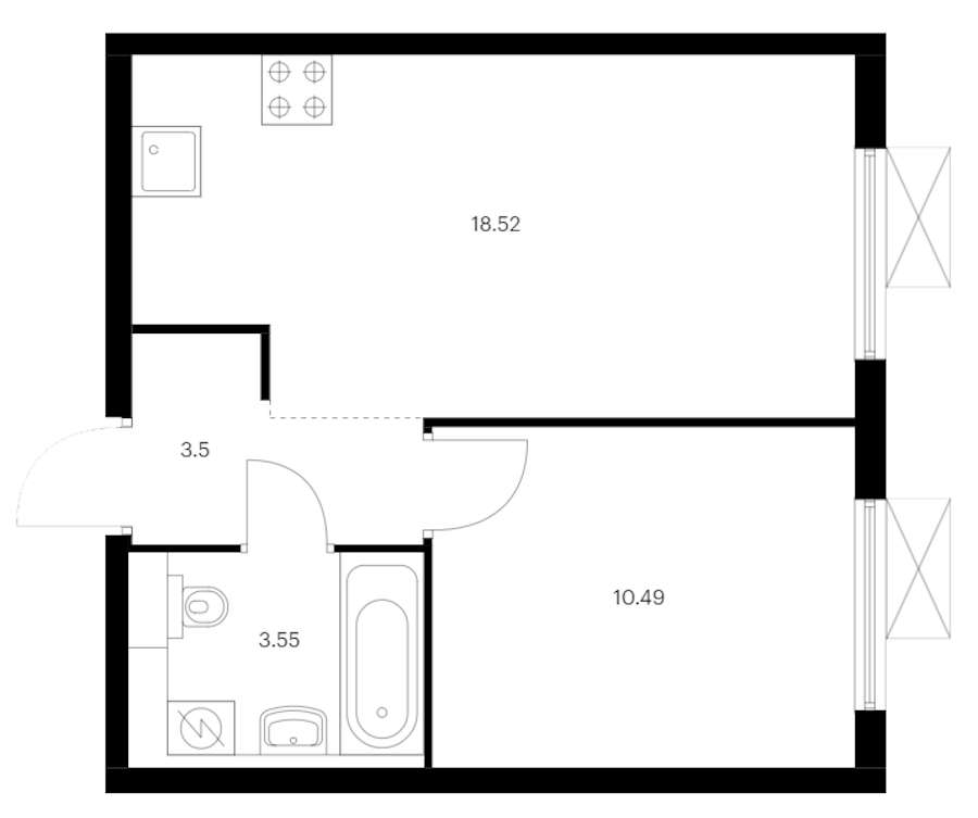 1-комнатная квартира 36.06 м², 8/15 эт., ЖК «Заречный парк»